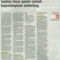 Saidina Omar Pamer Contoh Kempimpinan Cemerlang